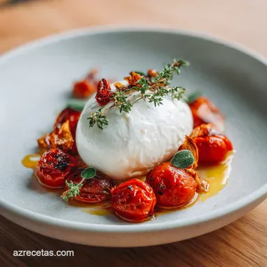 Ensalada de Burrata y Tomate Asado: 30m Tarjeta de receta