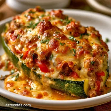 Calabacines Rellenos Gratinados con Carne Tarjeta de receta