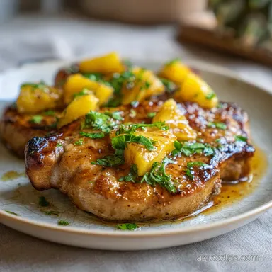 Chuletas Cerdo Con Pi&ntilde;a en 25 Minutos Tarjeta de receta
