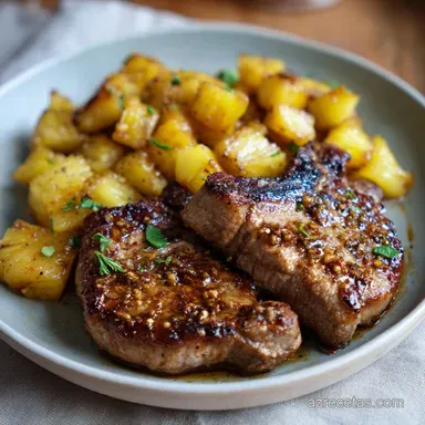 Chuletas Cerdo Con Pi&ntilde;a en 25 Minutos