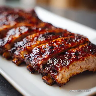 Costillas a la BBQ al Horno para 4 Porciones Tarjeta de receta