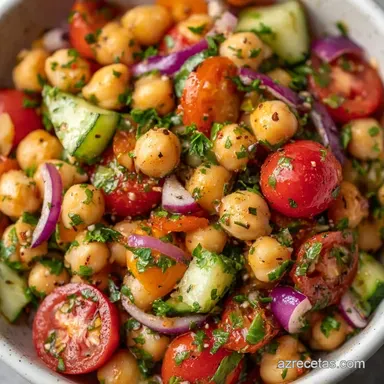 Ensalada De Garbanzos Sencilla en 15 Min Tarjeta de receta