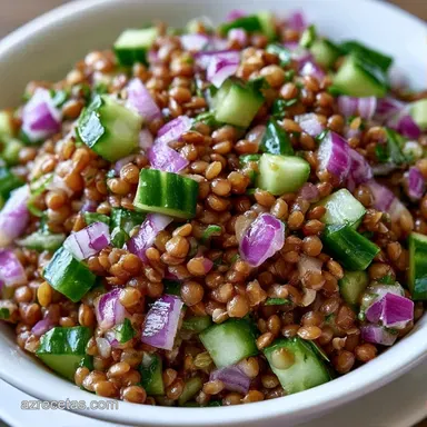 Ensalada de Lentejas Fr&iacute;a para 4 Personas Tarjeta de receta