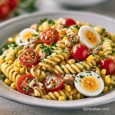 Ensalada De Pasta Con At&uacute;n Para 4 Personas Tarjeta de receta