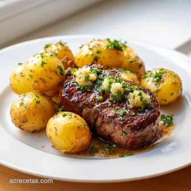 Receta Esencial De Filete Al Ajo Para 4 Tarjeta de receta