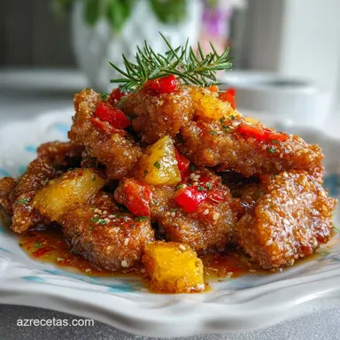 Lomo de Cerdo Agridulce F&aacute;cil para 4 Porciones Tarjeta de receta