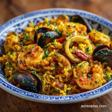 Paella de Marisco para 4 Personas Tarjeta de receta