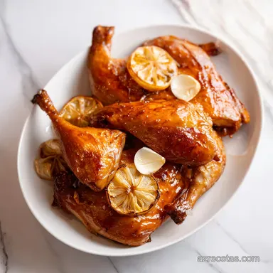 Pollo Al Horno Lim&oacute;n Ajo Crujiente Tarjeta de receta