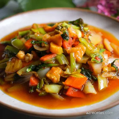 Chop Suey de Pollo F&aacute;cil en 25 Minutos Tarjeta de receta
