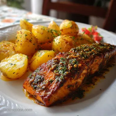 Salm&oacute;n con Patatas al Horno: Receta F&aacute;cil y R&aacute;pida Tarjeta de receta