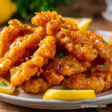 Tiras De Pollo Al Lim&oacute;n Para 4 Personas Tarjeta de receta