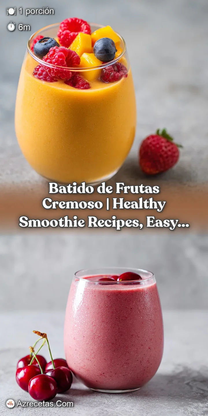 Close-up of a thick, pale pink fruit smoothie, swirled with darker berry hues, and a juicy strawberry slice.