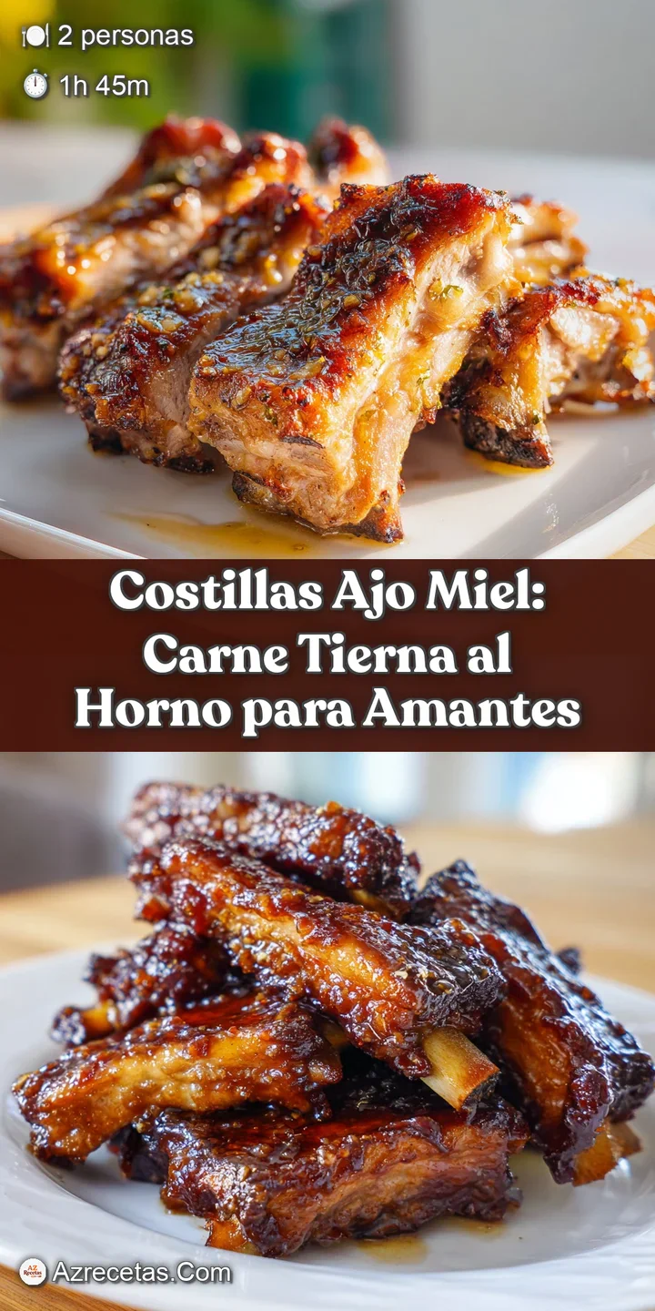 Succulent ribs glistening with a rich, dark honey glaze, showing the juicy, tender meat and caramelized edges.