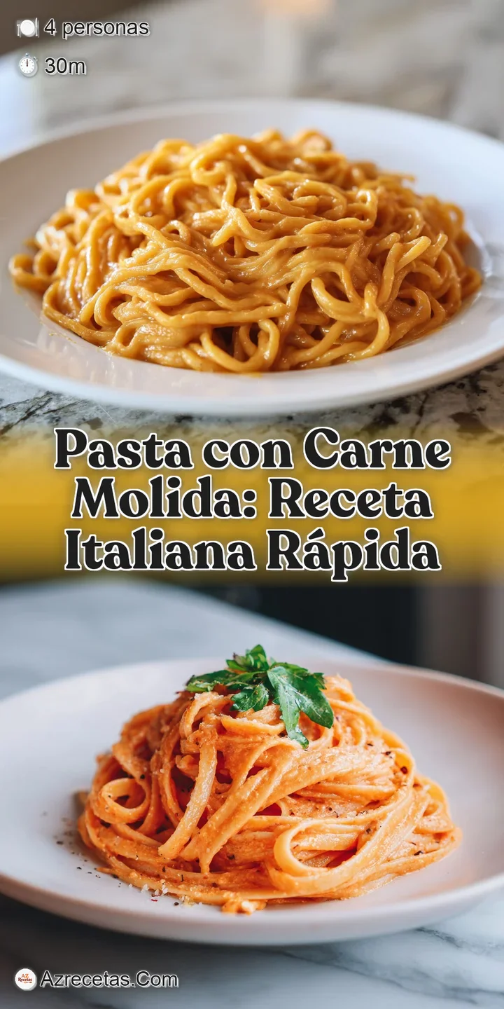 Close-up of saucy pasta with ground meat, steam rising. Rich, red-brown sauce clings to the noodles, appetizing and savory.