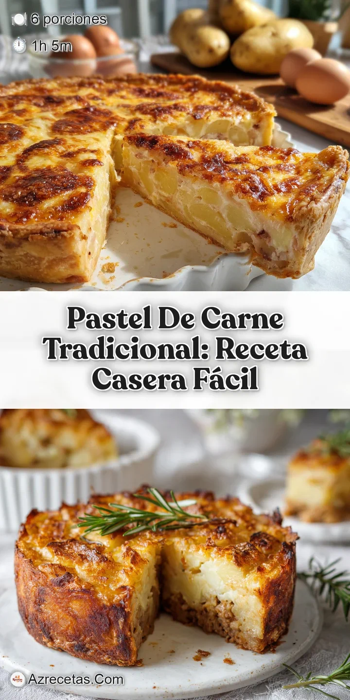 Close-up of a meat pie's filling: seasoned ground meat, peas, carrots, and potatoes under a golden, bubbly crust.