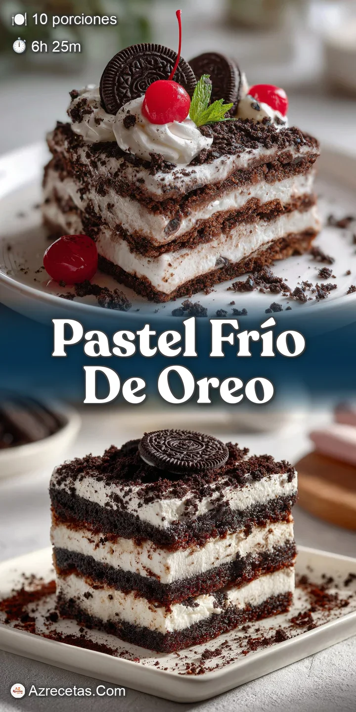 Close-up of a luscious Oreo dessert revealing a smooth, creamy texture with visible Oreo chunks. Chilled and decadent dess...