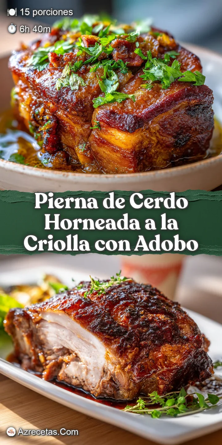 Close-up of tender, glistening roasted pork, its surface deeply browned and infused with rich, dark adobo, promising a bur...