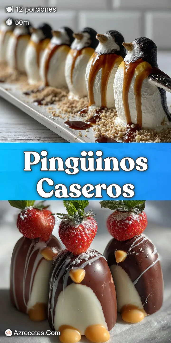 Close-up of a glossy, dark chocolate-covered 'penguin' cake. The creamy white filling peeks through, tempting the viewer w...