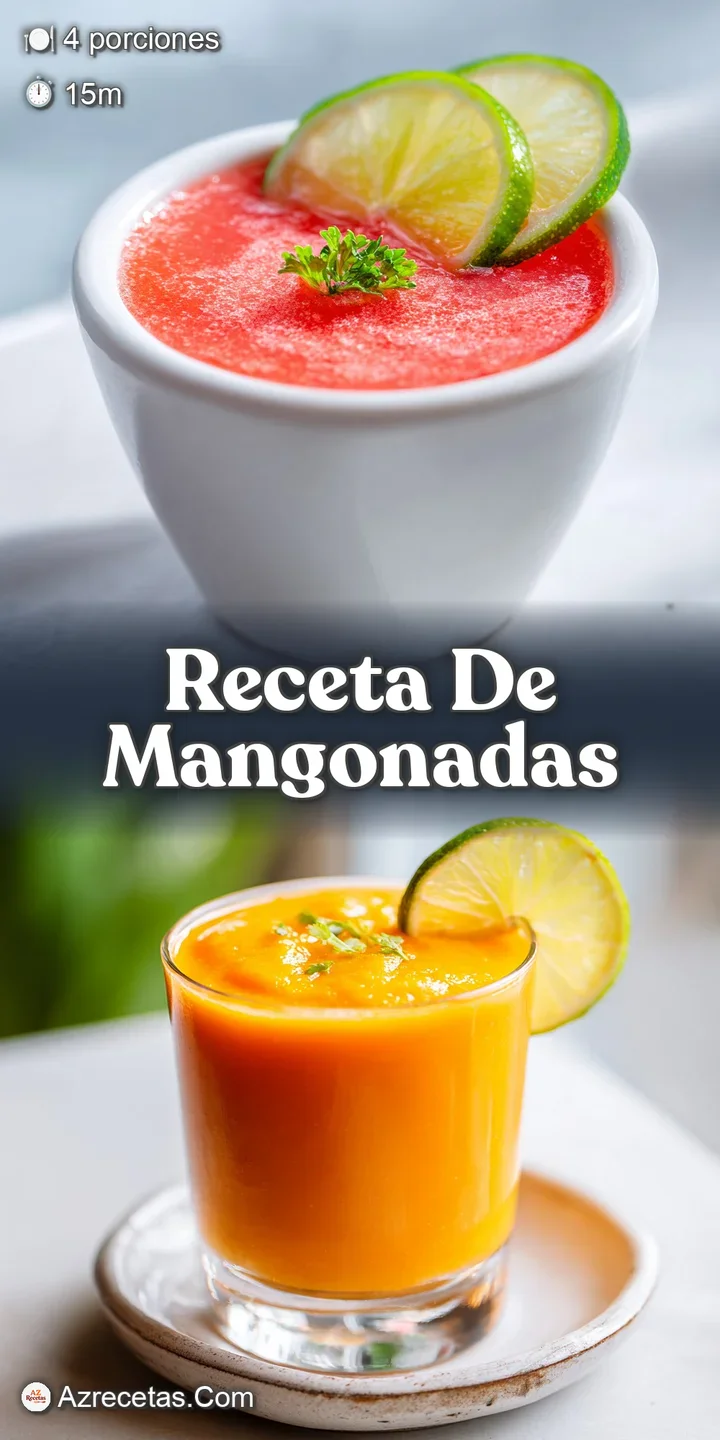 Close-up of a frosty mangonada: vibrant mango puree, spicy chamoy streaks, and a sprinkle of chili create sweet-heat delight.