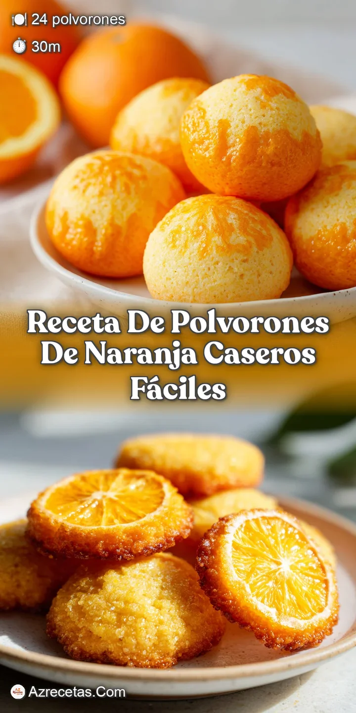 Close-up view of a melt-in-your-mouth orange polvor&oacute;n, revealing a sandy texture and enticing aroma, inviting a delectable...