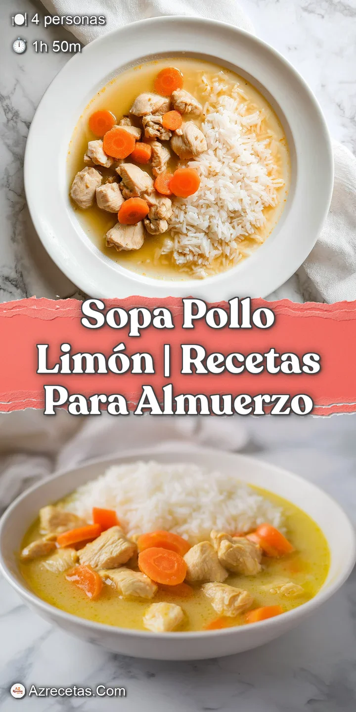 Primer plano de caldo dorado humeante con fibras de pollo jugoso y trozos de lim&oacute;n que resaltan la textura cremosa.