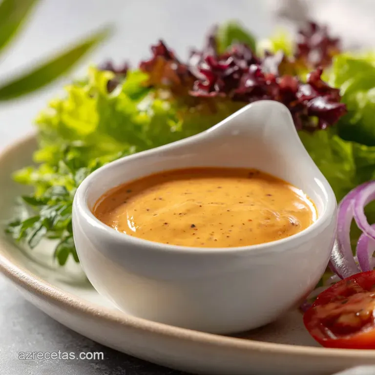 The thick, smooth, Thousand Island dressing glimmers beside crisp lettuce, creating an inviting contrast of color and text...