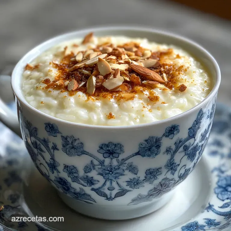 Elegant dessert: Arroz con leche in a glass cup, topped with toasted coconut and a delicate cinnamon stick. Simple, comfor...