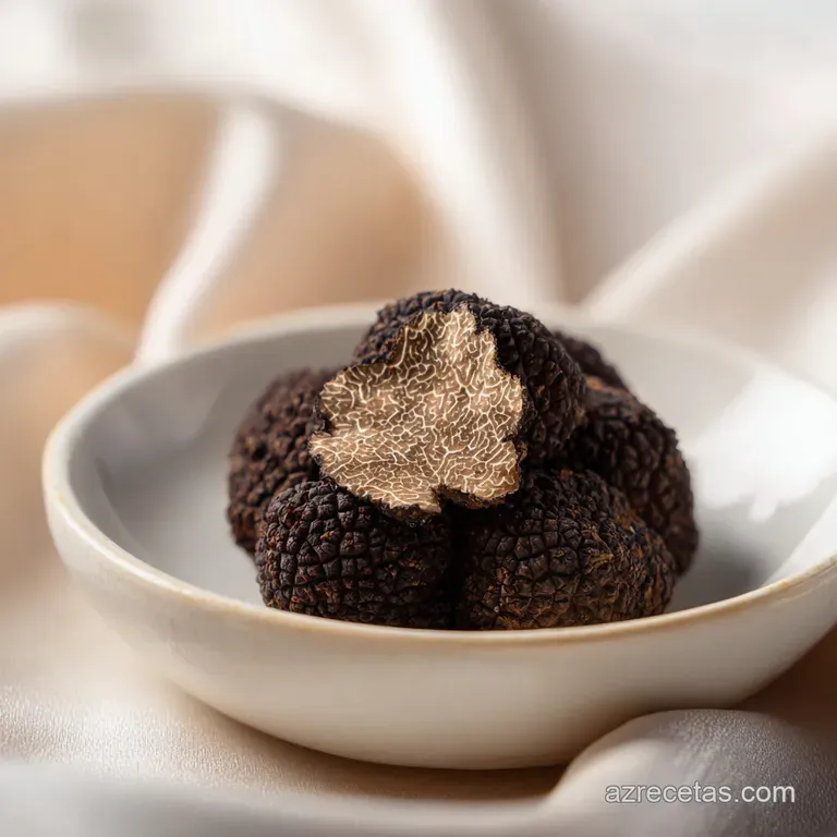 Elegant arrangement of dark chocolate coconut bonbons served on a small dish, dusted with cocoa powder.