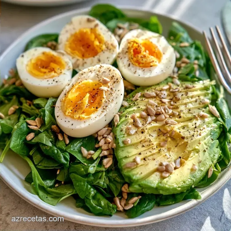 Bowl De Huevo Duro con Aguacate y Espinacas