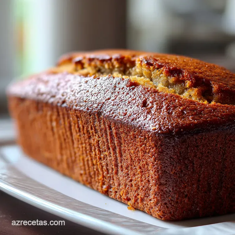 Slice of moist banana bread with visible banana chunks, resting on a white plate. Dusted with powdered sugar for an elegan...
