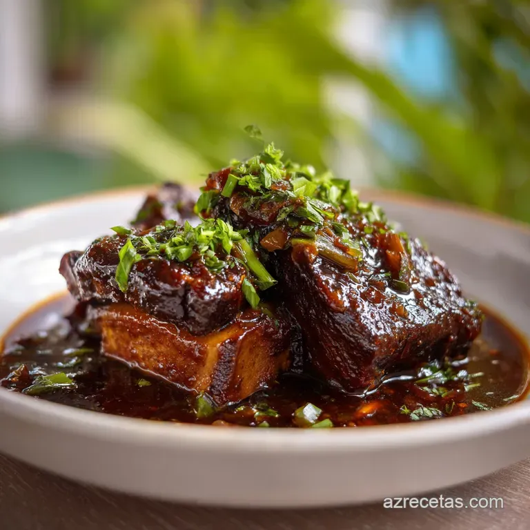 Braised beef shank atop creamy polenta, garnished with bright parsley. The deep sauce coats the meat with a glossy sheen.