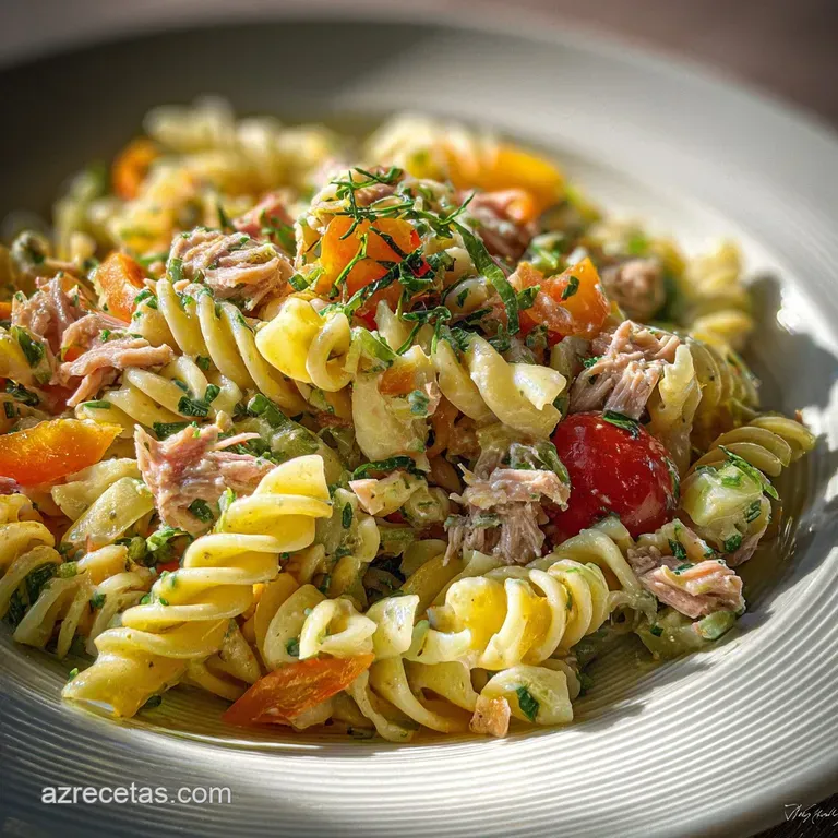 Ensalada de Pasta Fr&iacute;a con At&uacute;n: Fresca y R&aacute;pida