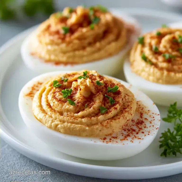 Huevos Rellenos de Hummus en 25 Minutos