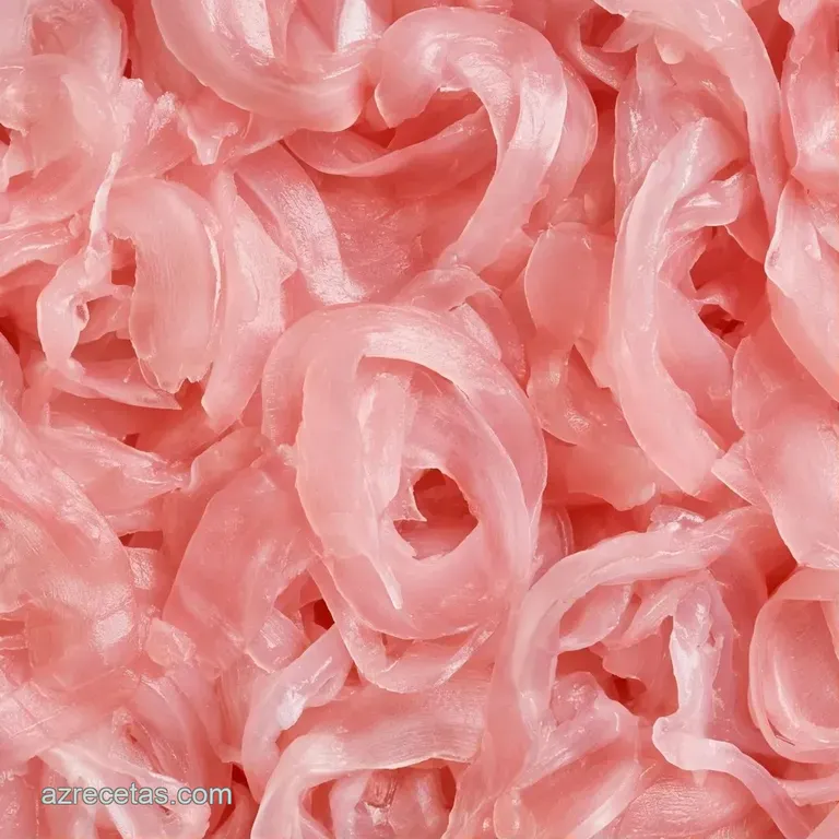 Delicadas lonchas translúcidas de color rosa pálido organizadas en forma de flor sobre un plato oscuro y minimalista.