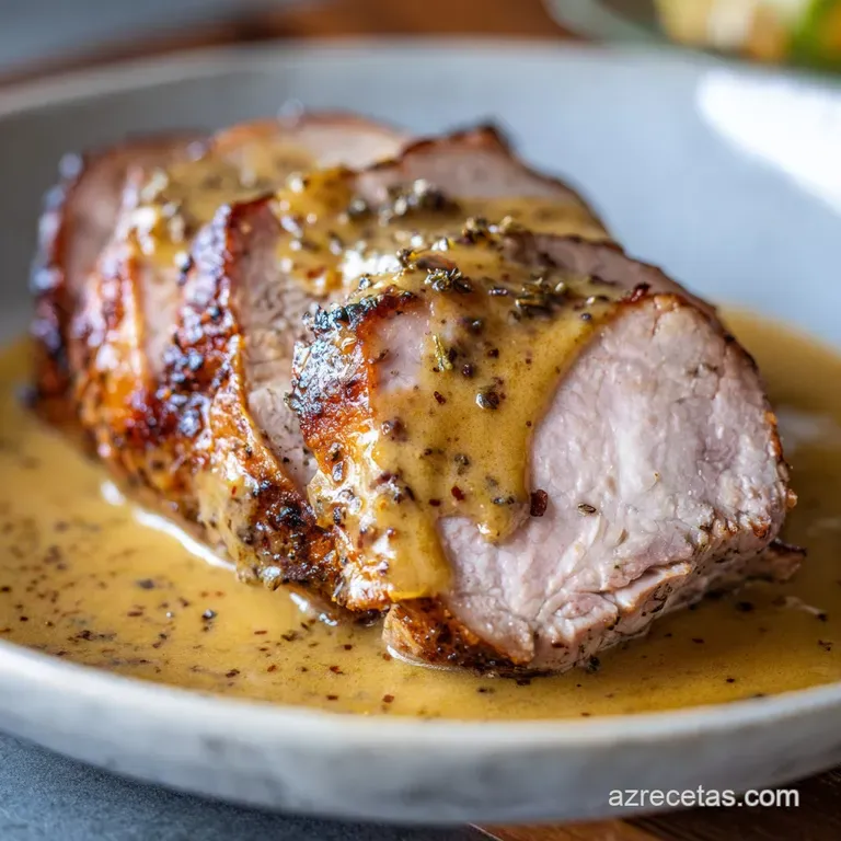 Elegant plate featuring juicy pork in a vibrant sauce, served with fluffy white rice and a scattering of fresh, green herbs.