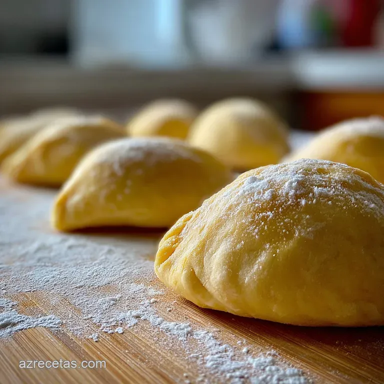 A single, golden-brown empanada, its flaky crust glistening, served on a white plate, hints of savory filling peeking out.