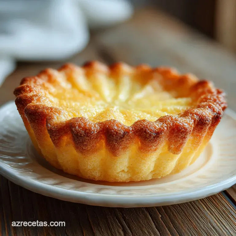 Individual tartlet, filled and plated, reveals a buttery crust and glistening, colorful filling, dusted with sugar.