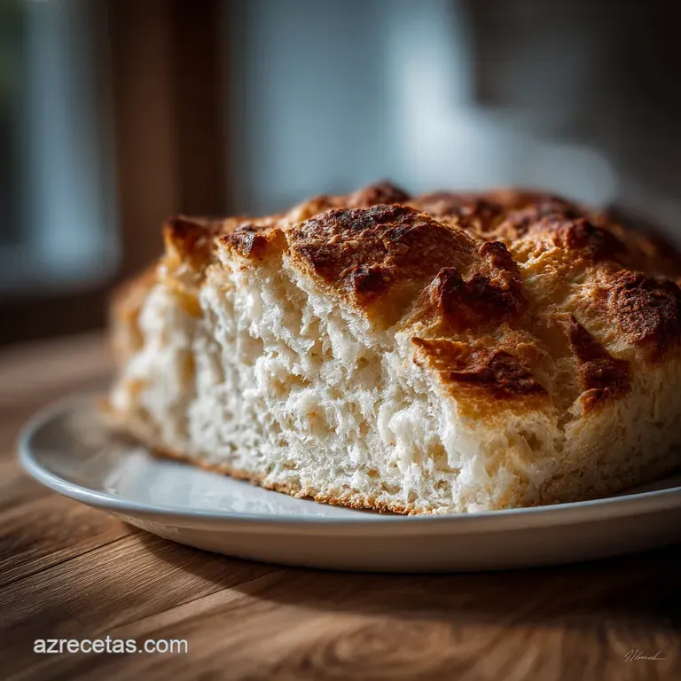 Slice of crusty bread with airy interior texture, warm butter melting. Simple, inviting, golden tones suggest fresh baked ...