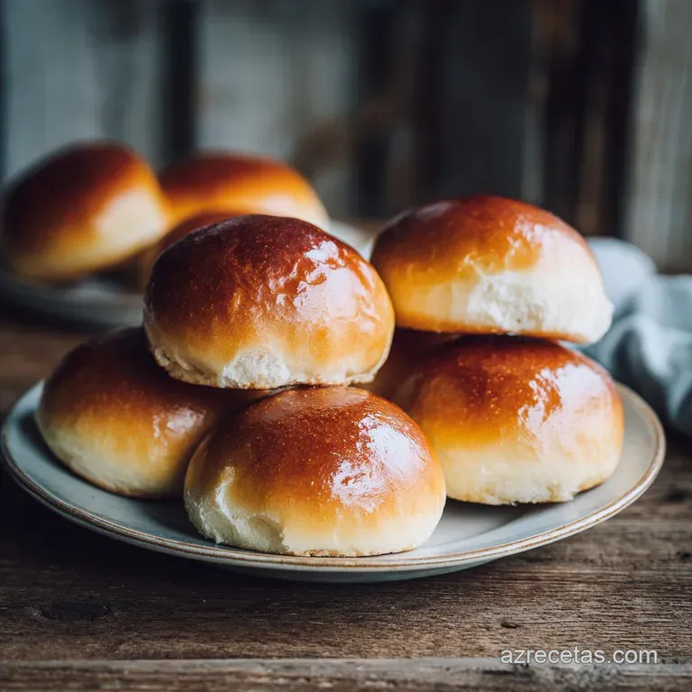 A stack of homemade hamburger buns, their golden crusts gleaming, presented on a linen-draped surface, enticing and fresh.