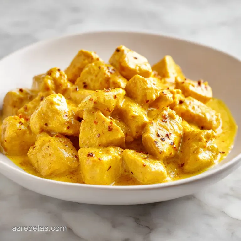 Cuenco cer&aacute;mico con guiso cremoso color ocre, coronado con crema blanca y cilantro sobre un fondo de madera r&uacute;stica.