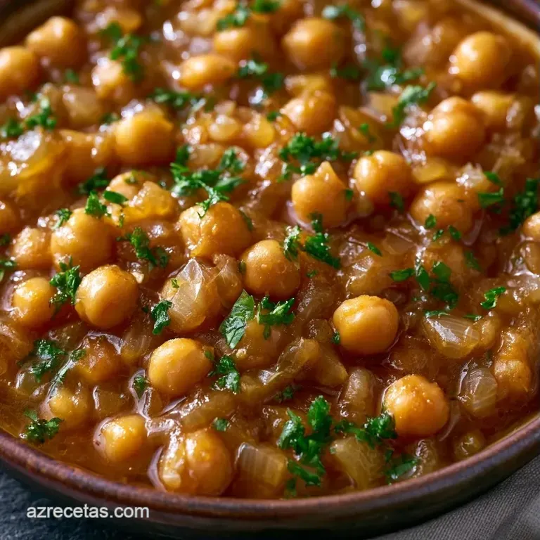 Plato r&uacute;stico con legumbres cremosas, trozos de chorizo rojizos y hojas de espinaca fresca sobre una mesa de madera.