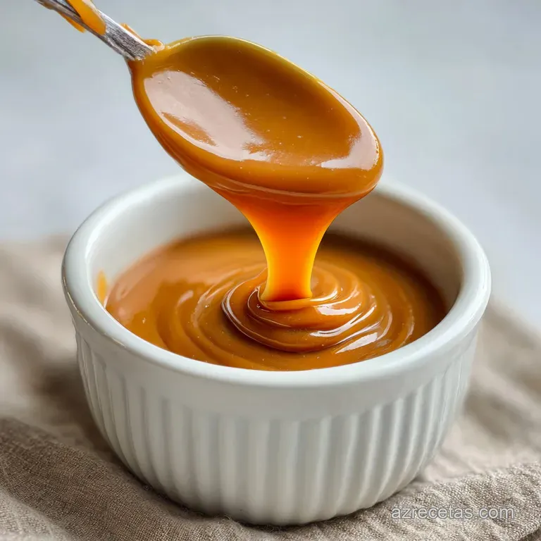 A glistening mound of creamy dulce de leche sits in a small bowl, ready to be savored. Rich color with smooth surface.