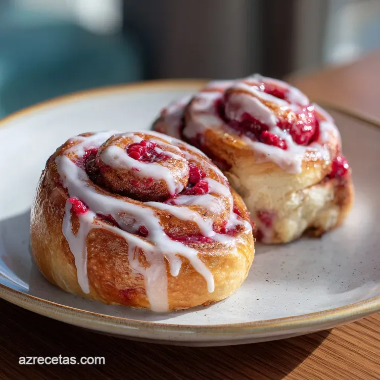 Rollo de Canela y Frambuesa: Glaseado de Lim&oacute;n