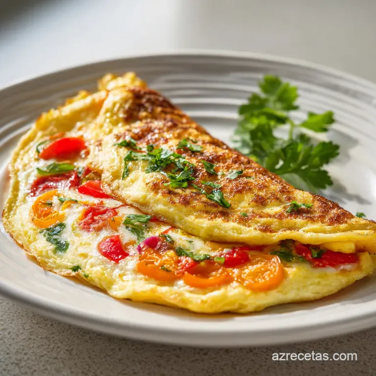 A slice of fluffy, golden tortilla artfully arranged with a sprinkle of fresh chives and a side of colorful pickled onions.