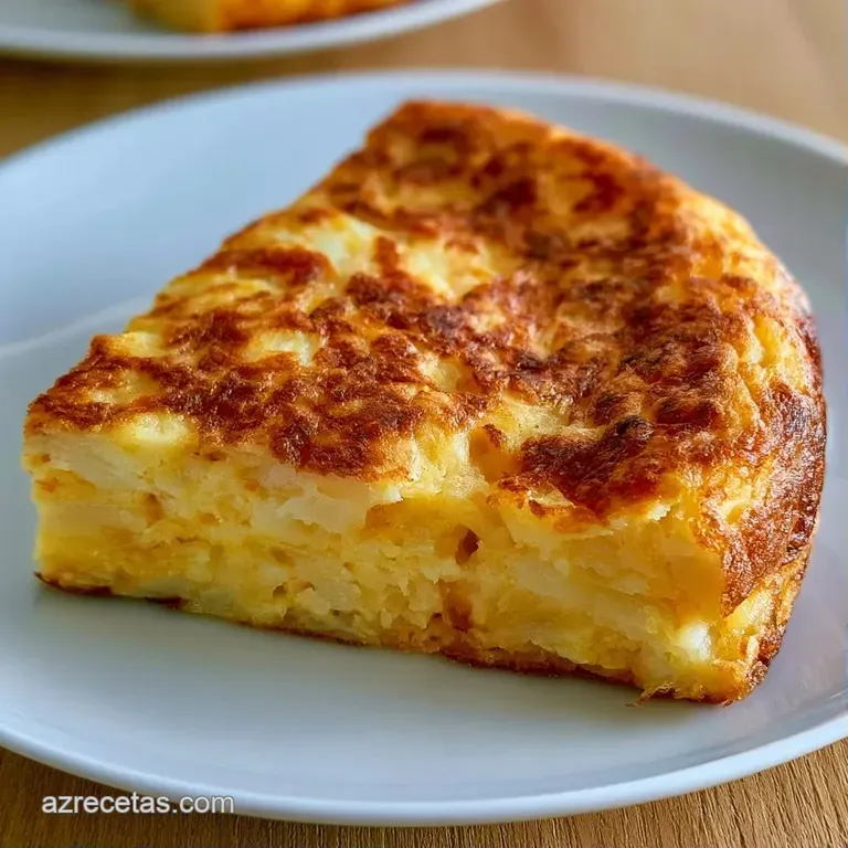 Porci&oacute;n triangular con centro jugoso y amarillo brillante, bordes tostados, servida en plato de cer&aacute;mica artesanal.